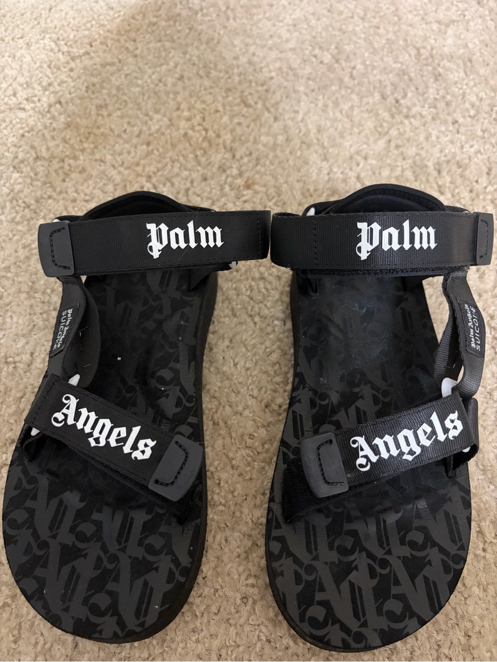 Palm Angels Black Logo Strap Kids Sandals